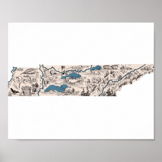 Tennessee Afbeelding Map Poster (Voorkant)