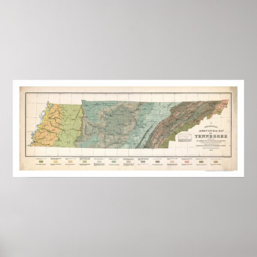 Tennessee Agriculture Map 1896 Poster (Voorkant)