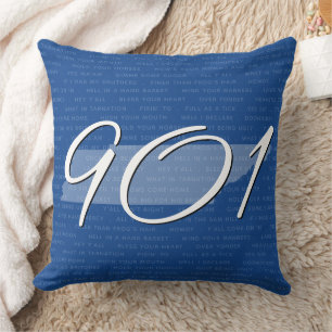 Tennessee Area Code Blue White Modern Typografie Kussen