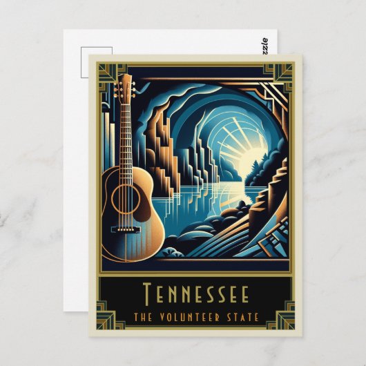 Tennessee | Art. Deco Briefkaart (Voorkant / Achterkant)
