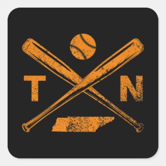 Tennessee Baseball Bats & Ball Classic Baseball Vierkante Sticker