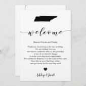 Tennessee bruiloft welkomstbrief en reisschema Kaa Programmakaart (Voorkant / Achterkant)