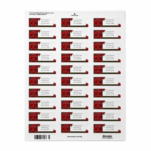 Tennessee Christmas Poinsettia Retouradres Etiket (Full Sheet)