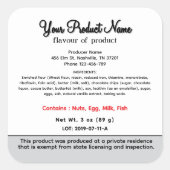 Tennessee Cottage Food Label (Voorkant)