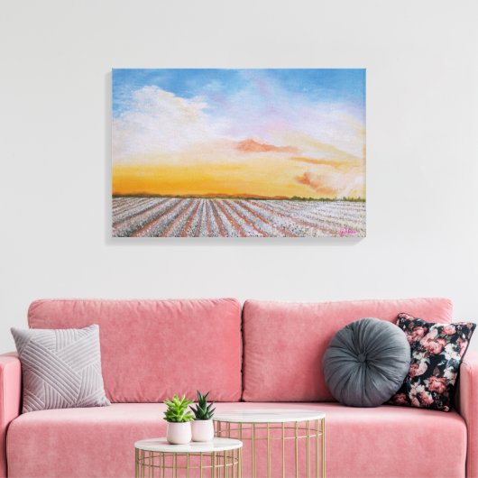 Tennessee Cotton Field Canvas Print (Insitu (Woonkamer))