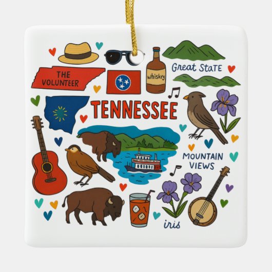 Tennessee Custom Family Trip Keepsake Kerstmis Keramisch Ornament (Voorkant)