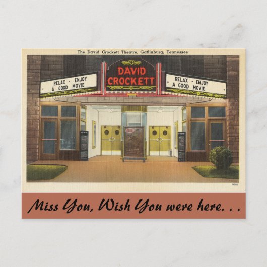 Tennessee, David Crockett Theater, Gatlinburg Briefkaart (Voorkant)