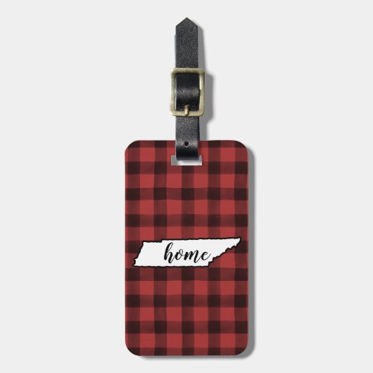 Tennessee | Deelstaat Rood/Zwarte Buffalo Pset Bagagelabel (Voorkant verticaal)
