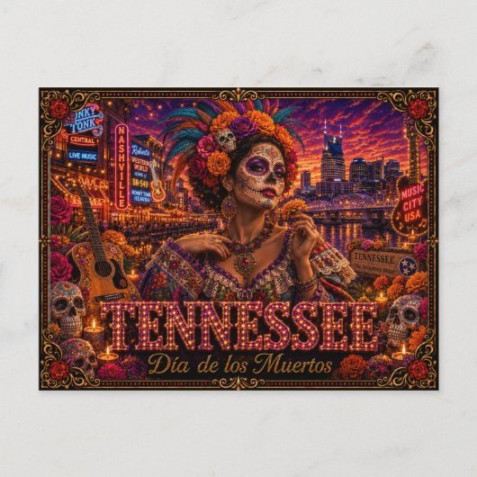 Tennessee Día de los Muertos Retro Briefkaart (Voorkant)