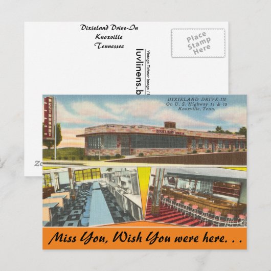 Tennessee, Dixieland Drive-In, Knoxville Briefkaart (Voorkant / Achterkant)