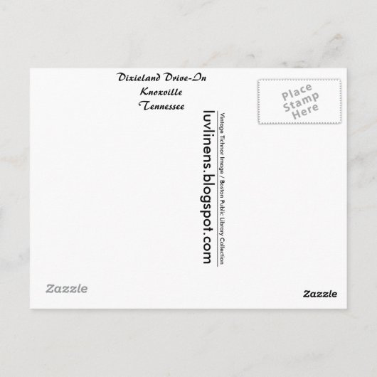 Tennessee, Dixieland Drive-In, Knoxville Briefkaart (Achterkant)