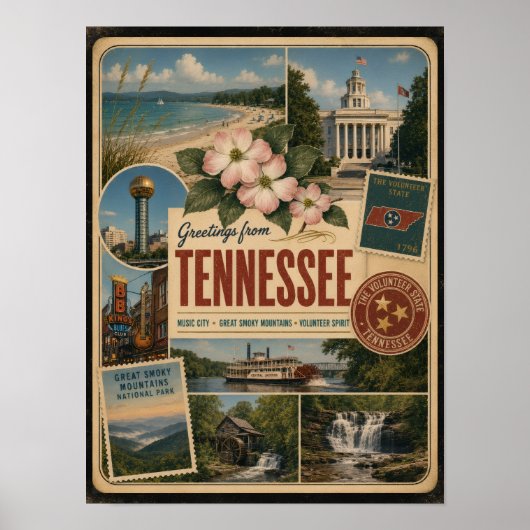 Tennessee Echte Vintage Stijl Poster (Voorkant)