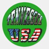 Tennessee en USA Afbeelding Text Ronde Sticker (Voorkant)