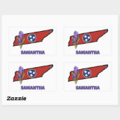 Tennessee Flag en Flower Paarse Iris aangepaste te Rechthoekige Sticker (Vel)