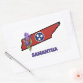 Tennessee Flag en Flower Paarse Iris aangepaste te Rechthoekige Sticker (Envelop)