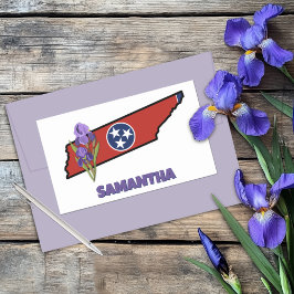 Tennessee Flag en Flower Paarse Iris aangepaste te Rechthoekige Sticker
