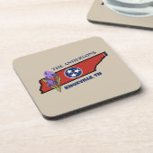 Tennessee Flag & Flower Paarse Iris Aangepaste tek Bier Onderzetter (Linkerzijde)