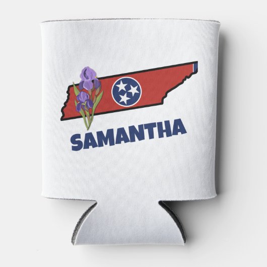 Tennessee Flag & Flower Paarse Iris Aangepaste tek Blikjeskoeler (Voorkant)