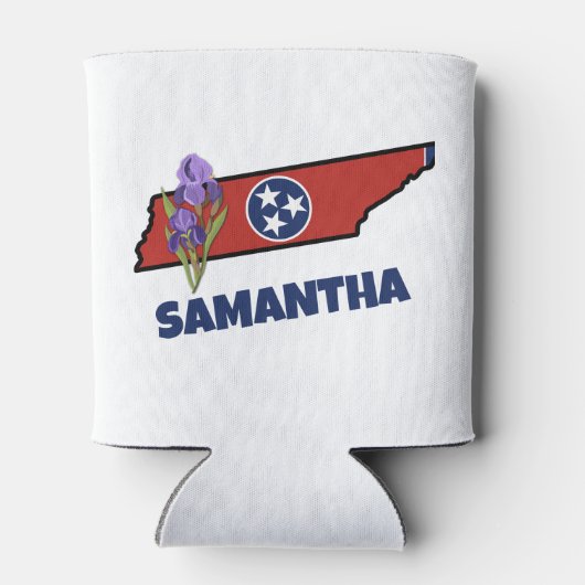 Tennessee Flag & Flower Paarse Iris Aangepaste tek Blikjeskoeler (Achterkant)
