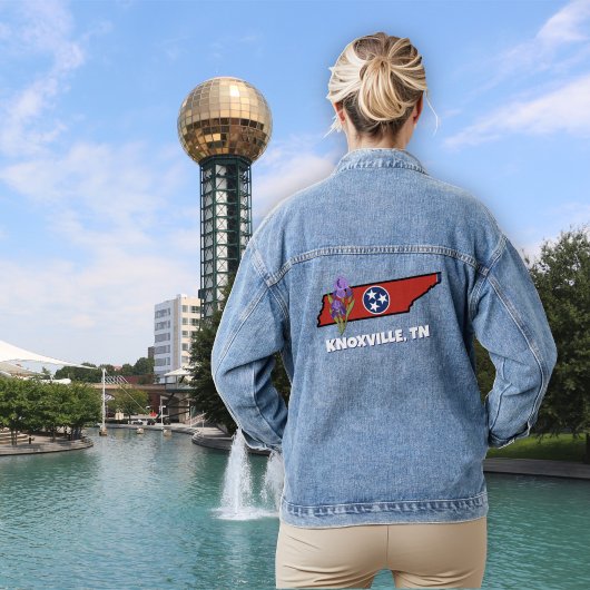 Tennessee Flag & Flower Paarse Iris Aangepaste tek Denim Jacket
