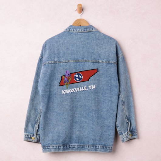 Tennessee Flag & Flower Paarse Iris Aangepaste tek Denim Jacket (Hangar)
