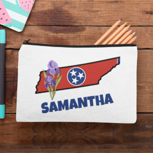 Tennessee Flag & Flower Paarse Iris Aangepaste tek Etui