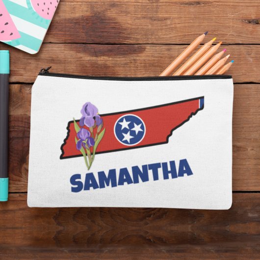 Tennessee Flag & Flower Paarse Iris Aangepaste tek Etui