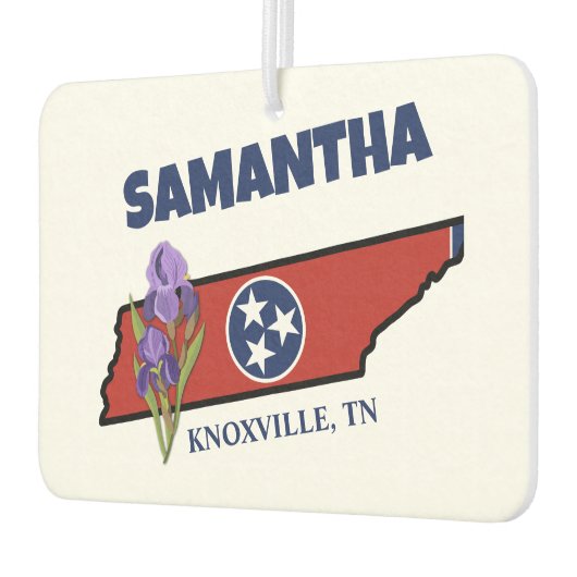 Tennessee Flag & Flower Paarse Iris Aangepaste tek Luchtverfrisser (Links)