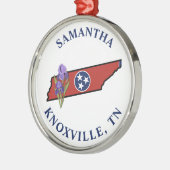 Tennessee Flag & Flower Paarse Iris Aangepaste tek Metalen Ornament (Links)