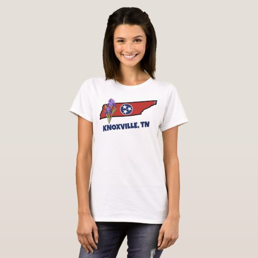Tennessee Flag & Flower Paarse Iris Aangepaste tek T-shirt (Voorkant volledig)