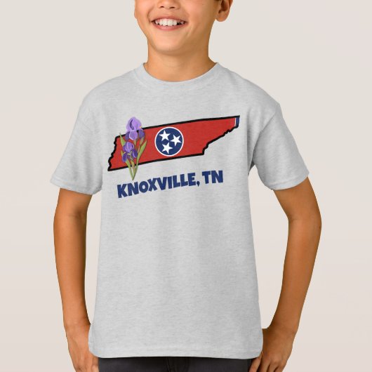 Tennessee Flag & Flower Paarse Iris Aangepaste tek T-shirt (Voorkant)