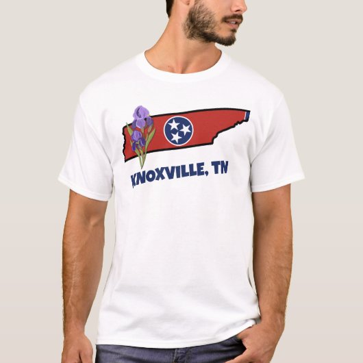 Tennessee Flag & Flower Paarse Iris Aangepaste tek T-shirt (Voorkant)