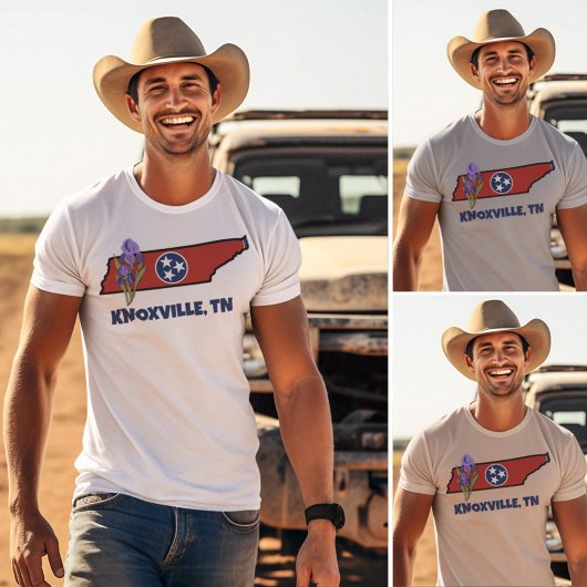 Tennessee Flag & Flower Paarse Iris Aangepaste tek T-shirt