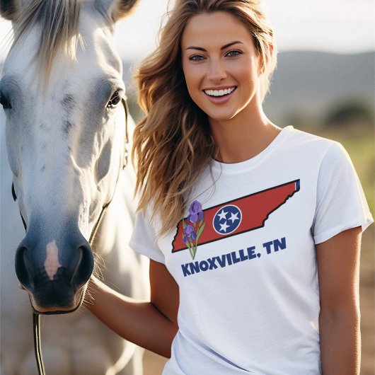 Tennessee Flag & Flower Paarse Iris Aangepaste tek T-shirt