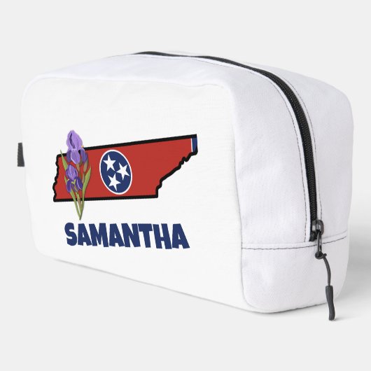 Tennessee Flag & Flower Paarse Iris Aangepaste tek Toilettasje (Rechterhoek)