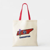 Tennessee Flag & Flower Paarse Iris Aangepaste tek Tote Bag (Achterkant)