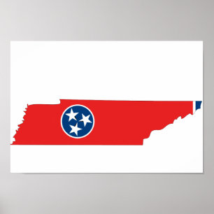 Tennessee Flag Map Poster