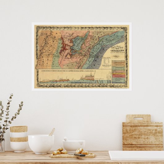 Tennessee Geological Map 1866 Poster (Keuken)