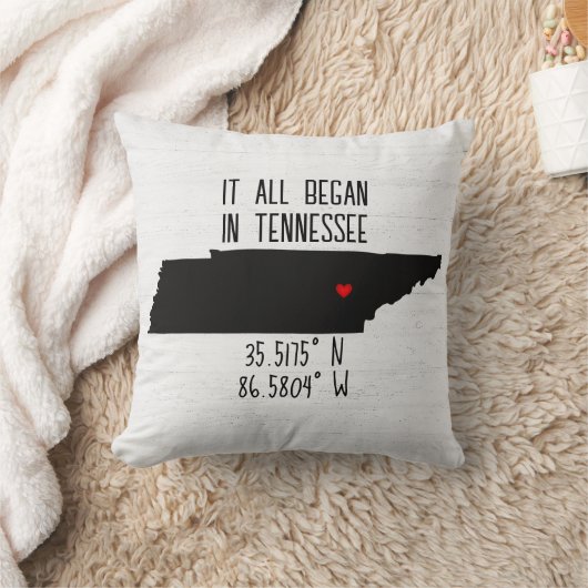 Tennessee GPS-coördinaten met hart Kussen (Deken)