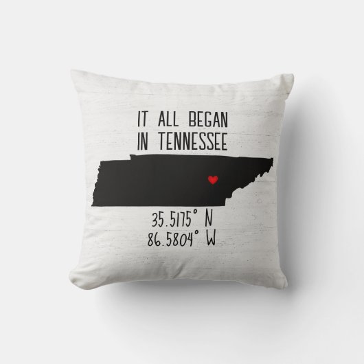 Tennessee GPS-coördinaten met hart Kussen (Voorkant)