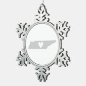 Tennessee Gray Silhouette Map Shape Heart Cutout Tin Sneeuwvlok Ornament (Rechts)