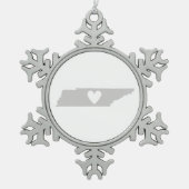 Tennessee Gray Silhouette Map Shape Heart Cutout Tin Sneeuwvlok Ornament (Voorkant)