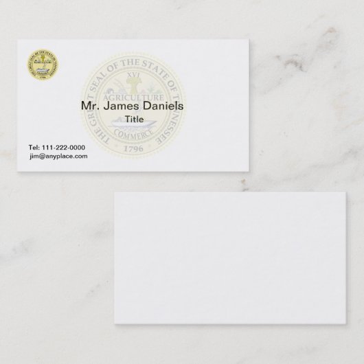 Tennessee Great Seal Visitekaartje (Voorkant / Achterkant)