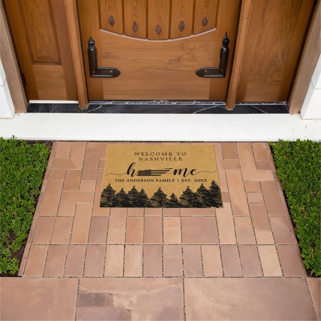 Tennessee Home Kaart USA Flag Minimalistisch Welko Deurmat (Buiten)