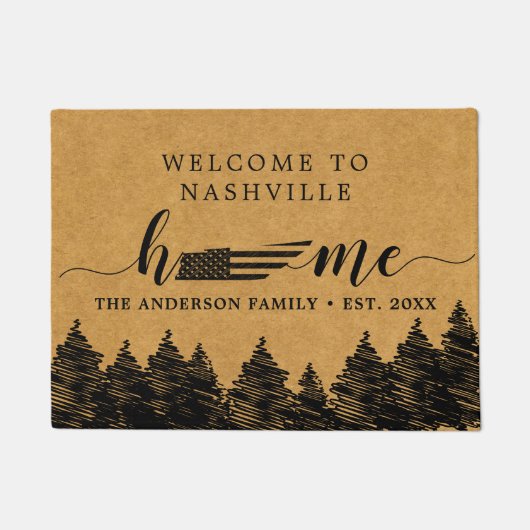 Tennessee Home Kaart USA Flag Minimalistisch Welko Deurmat (Voorkant)