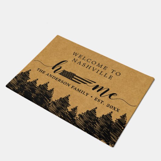 Tennessee Home Kaart USA Flag Minimalistisch Welko Deurmat (Schuin)