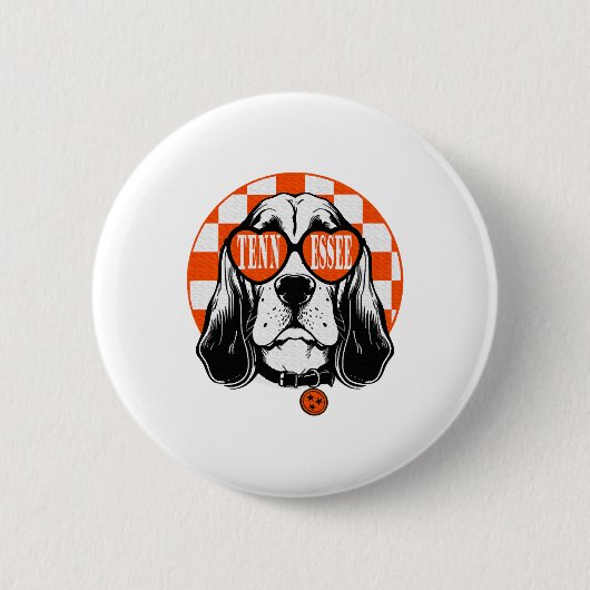 Tennessee Hound Orange White Rocky Top TN Dog Ronde Button 5,7 Cm (Voorkant)