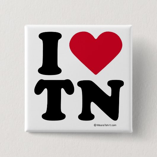 TENNESSEE - "I LOVE TN" "I IJF LIVE TENNESSEE" VIERKANTE BUTTON 5,1 CM (Voorkant)