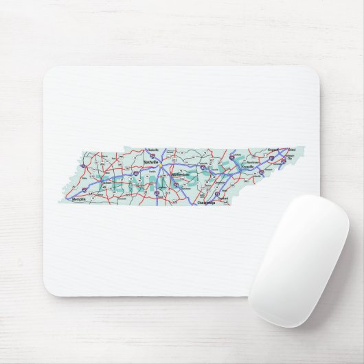Tennessee Interstate Kaart Mousepad Muismat (Met muis)