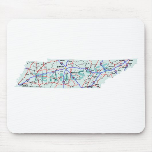Tennessee Interstate Kaart Mousepad Muismat (Voorkant)